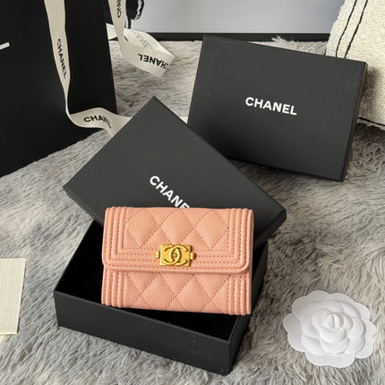 LEBOY WALLET 11 IN BEIGE GRAINED CALFSKIN GOLD-TONE HARDWARE