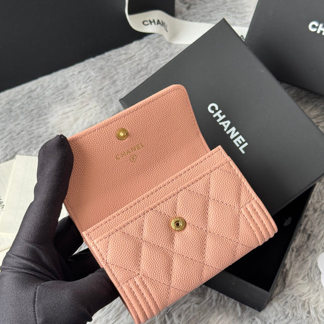 LEBOY WALLET 11 IN BEIGE GRAINED CALFSKIN GOLD-TONE HARDWARE