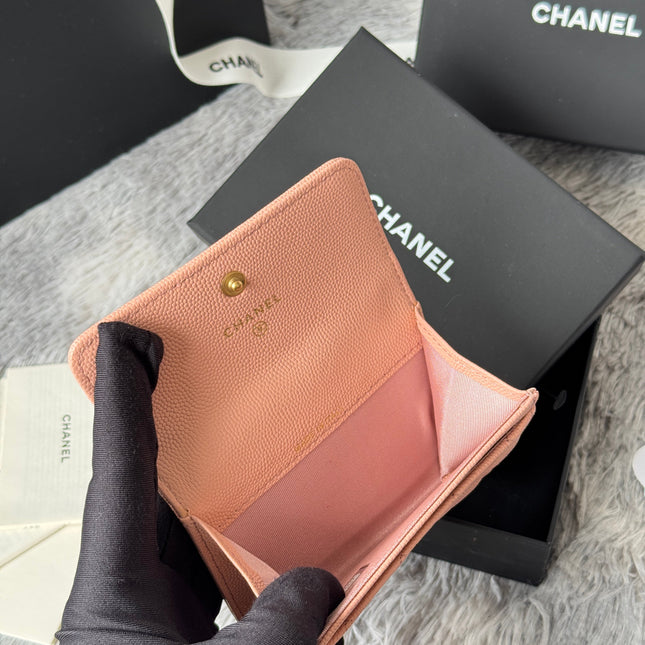 LEBOY WALLET 11 IN BEIGE GRAINED CALFSKIN GOLD-TONE HARDWARE