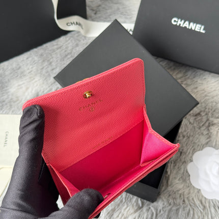 LEBOY WALLET 11 IN MANDY PINK GRAINED CALFSKIN GOLD-TONE HARDWARE