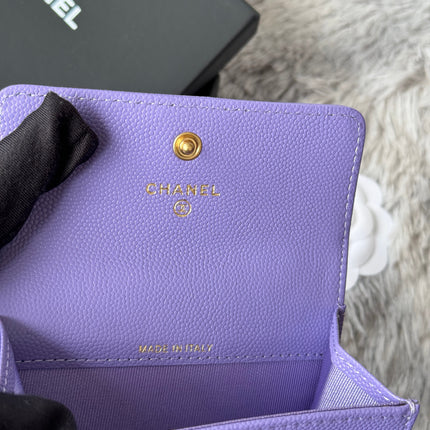 LEBOY WALLET 11 IN BABY PURPLE GRAINED CALFSKIN GOLD-TONE HARDWARE