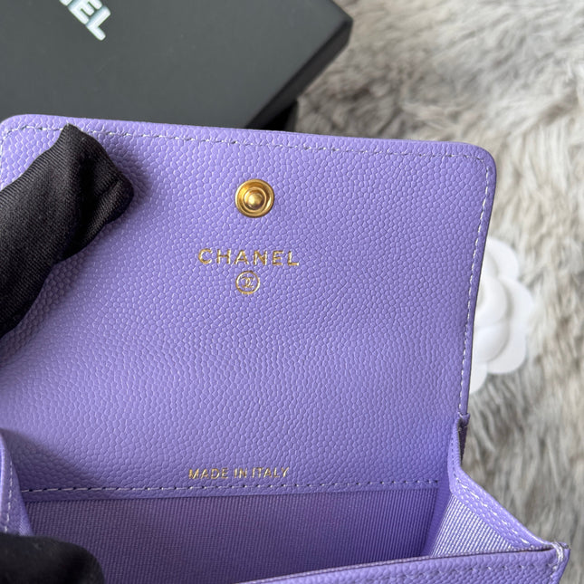 LEBOY WALLET 11 IN BABY PURPLE GRAINED CALFSKIN GOLD-TONE HARDWARE