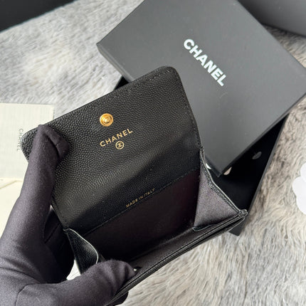 LEBOY WALLET 11 IN BLACK GRAINED CALFSKIN GOLD-TONE HARDWARE