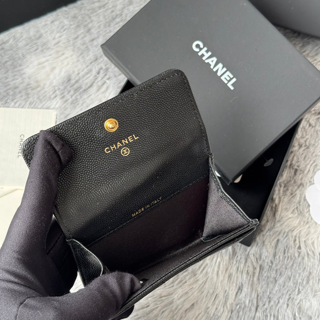 LEBOY WALLET 11 IN BLACK GRAINED CALFSKIN GOLD-TONE HARDWARE