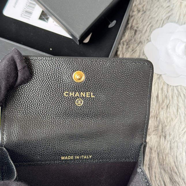 LEBOY WALLET 11 IN BLACK GRAINED CALFSKIN GOLD-TONE HARDWARE