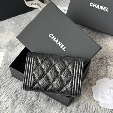 LEBOY WALLET 11 IN BLACK GRAINED CALFSKIN GOLD-TONE HARDWARE