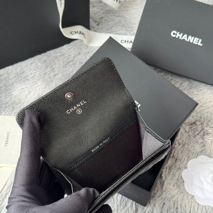 LEBOY WALLET 11 IN BLACK GRAINED CALFSKIN SILVER-TONE HARDWARE