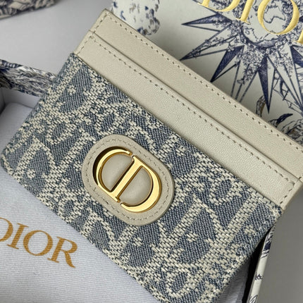 DIOR 25S 30 MONTAIGNE CARD HOLDER 10 IN IVORY OBLIQUE JACQUARD CANVAS