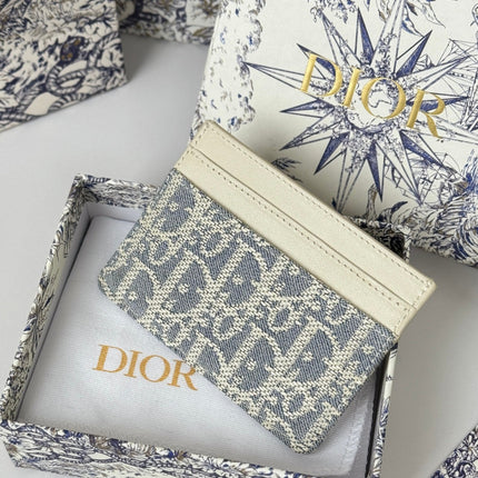 DIOR 25S 30 MONTAIGNE CARD HOLDER 10 IN IVORY OBLIQUE JACQUARD CANVAS