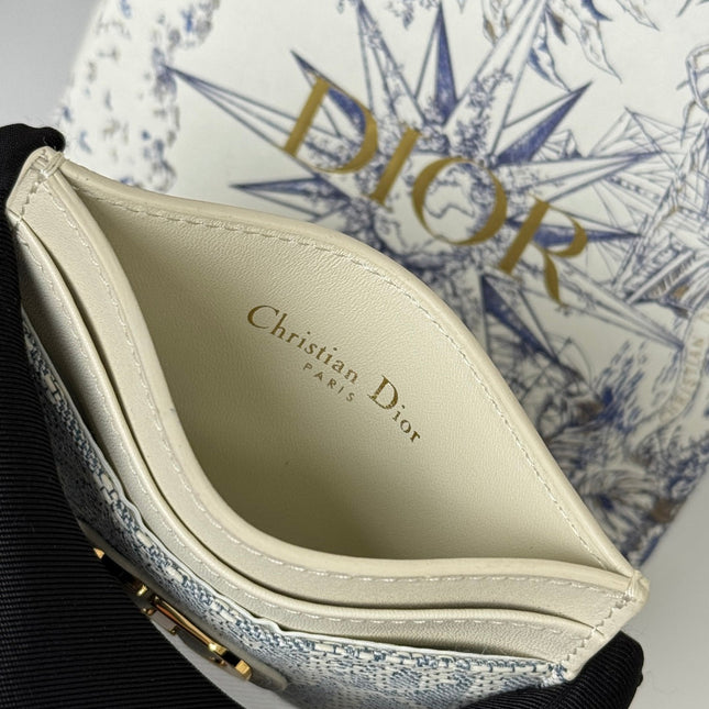 DIOR 25S 30 MONTAIGNE CARD HOLDER 10 IN IVORY OBLIQUE JACQUARD CANVAS