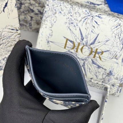 DIOR 25S 30 MONTAIGNE CARD HOLDER 10 IN BLACK OBLIQUE JACQUARD CANVAS