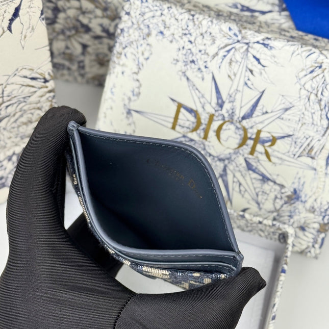 DIOR 25S 30 MONTAIGNE CARD HOLDER 10 IN BLACK OBLIQUE JACQUARD CANVAS