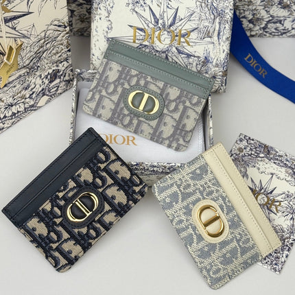 DIOR 25S 30 MONTAIGNE CARD HOLDER 10 IN BLACK OBLIQUE JACQUARD CANVAS