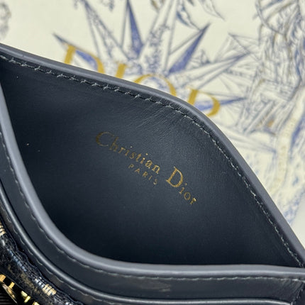 DIOR 25S 30 MONTAIGNE CARD HOLDER 10 IN BLACK OBLIQUE JACQUARD CANVAS