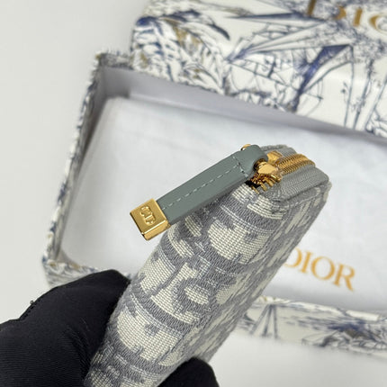 DIOR 25S LONG ZIPPER WALLET 19 IN GRAY OBLIQUE JACQUARD CANVAS