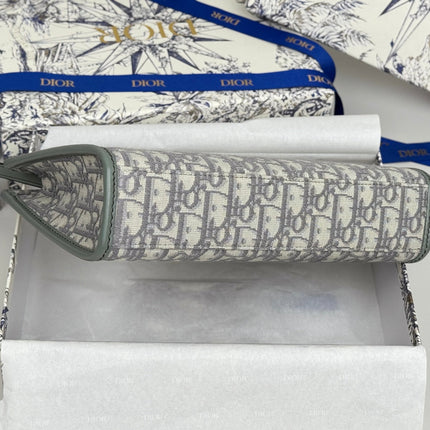 DIOR 25S 30 MONTAIGNE DEA POUCH GRAY OBLIQUE JACQUARD 26 IN CANVAS