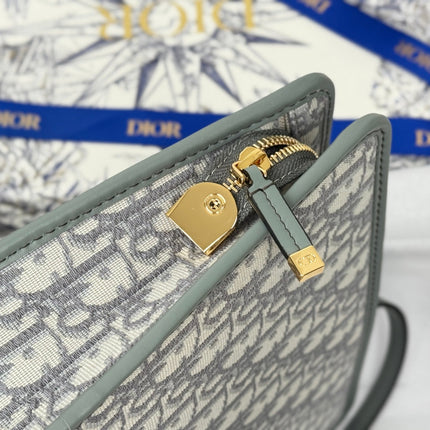 DIOR 25S 30 MONTAIGNE DEA POUCH GRAY OBLIQUE JACQUARD 26 IN CANVAS