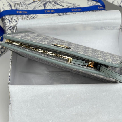 DIOR 25S 30 MONTAIGNE DEA POUCH GRAY OBLIQUE JACQUARD 26 IN CANVAS
