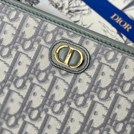 DIOR 25S 30 MONTAIGNE DEA POUCH GRAY OBLIQUE JACQUARD 26 IN CANVAS