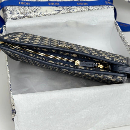 DIOR 25S 30 MONTAIGNE DEA POUCH BLUE OBLIQUE JACQUARD 26 IN CANVAS