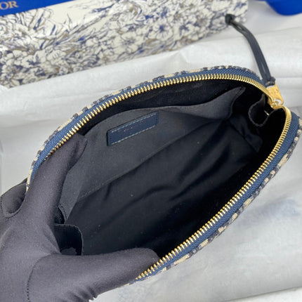 DIOR 25S 30 MONTAIGNE CLUTCH BAG 24 IN BLUE DIOR OBLIQUE JACQUARD