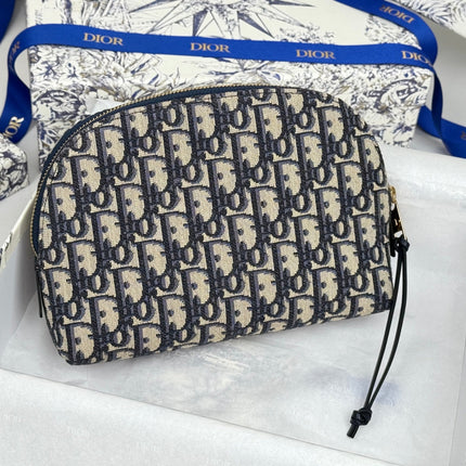 DIOR 25S 30 MONTAIGNE CLUTCH BAG 24 IN BLUE DIOR OBLIQUE JACQUARD