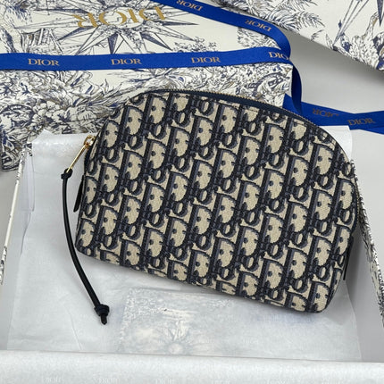 DIOR 25S 30 MONTAIGNE CLUTCH BAG 24 IN BLUE DIOR OBLIQUE JACQUARD