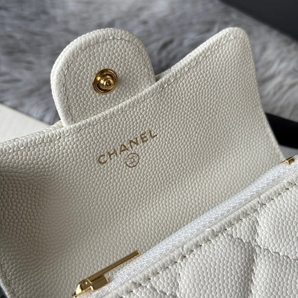 CHANEL 25S CLASSIC FLAP CARD HOLDER 11 IN IVORY CAVIAR GOLD HARDWARE