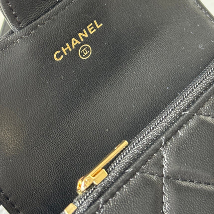 CHANEL 25S CLASSIC CARD HOLDER 11 IN BLACK LAMBSKIN GOLD HARDWARE