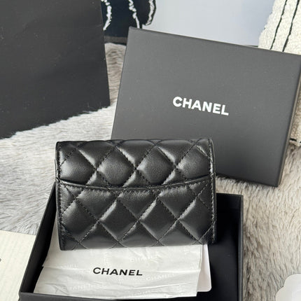CHANEL 25S CLASSIC CARD HOLDER 11 IN BLACK LAMBSKIN GOLD HARDWARE