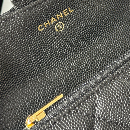 CHANEL 25S CLASSIC FLAP CARD HOLDER 11 IN BLACK CAVIAR GOLD HARDWARE