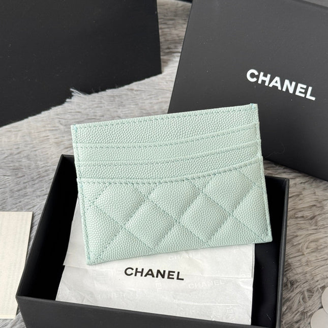 CHANEL 25S CARD HOLDER 11 IN SOFT MINT CAVIAR GOLD HARDWARE