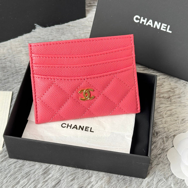 CHANEL 25S CARD HOLDER 11 IN WATERMELON CAVIAR GOLD HARDWARE
