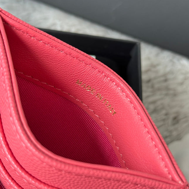 CHANEL 25S CARD HOLDER 11 IN WATERMELON CAVIAR GOLD HARDWARE