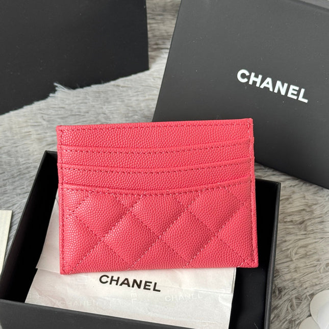 CHANEL 25S CARD HOLDER 11 IN WATERMELON CAVIAR GOLD HARDWARE