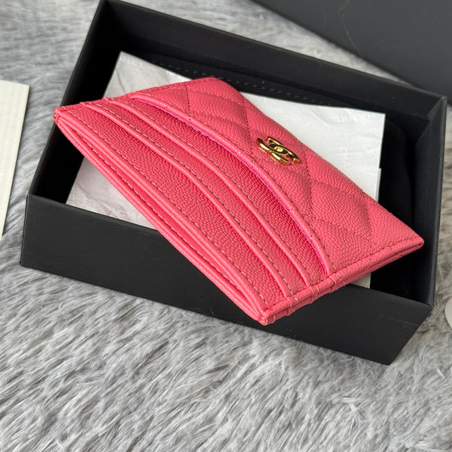 CHANEL 25S CARD HOLDER 11 IN WATERMELON CAVIAR GOLD HARDWARE