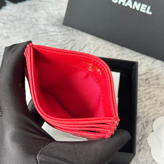 CHANEL 25S CARD HOLDER 11 IN VIVID RED CAVIAR GOLD HARDWARE