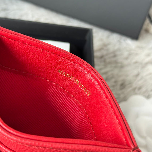 CHANEL 25S CARD HOLDER 11 IN VIVID RED CAVIAR GOLD HARDWARE