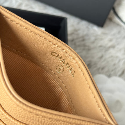 CHANEL 25S CARD HOLDER 11 IN GOLDEN CARAMEL CAVIAR GOLD HARDWARE