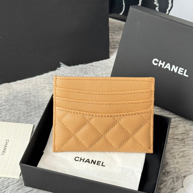 CHANEL 25S CARD HOLDER 11 IN GOLDEN CARAMEL CAVIAR GOLD HARDWARE