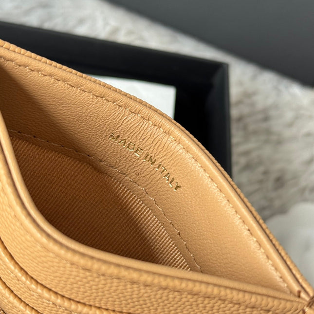 CHANEL 25S CARD HOLDER 11 IN GOLDEN CARAMEL CAVIAR GOLD HARDWARE