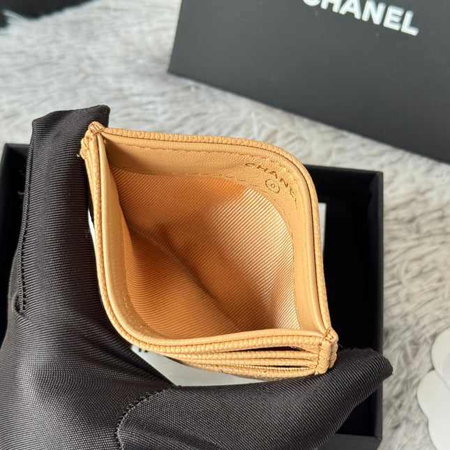 CHANEL 25S CARD HOLDER 11 IN GOLDEN CARAMEL CAVIAR GOLD HARDWARE