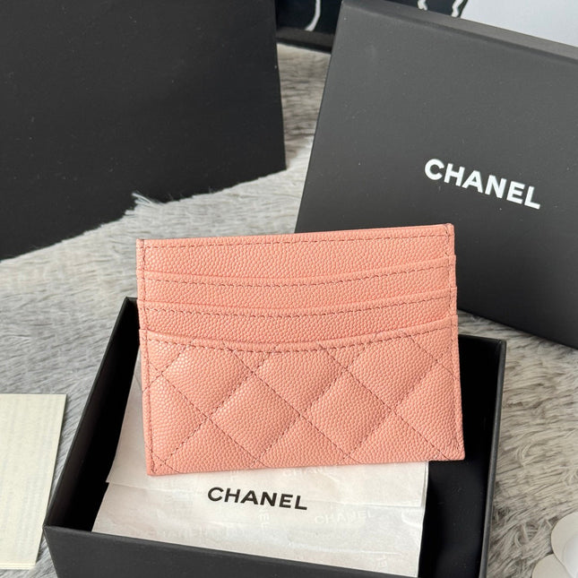 CHANEL 25S CARD HOLDER 11 IN PEACH PINK CAVIAR GOLD HARDWARE