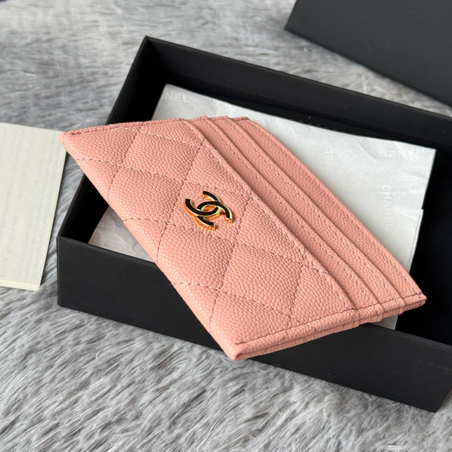 CHANEL 25S CARD HOLDER 11 IN PEACH PINK CAVIAR GOLD HARDWARE
