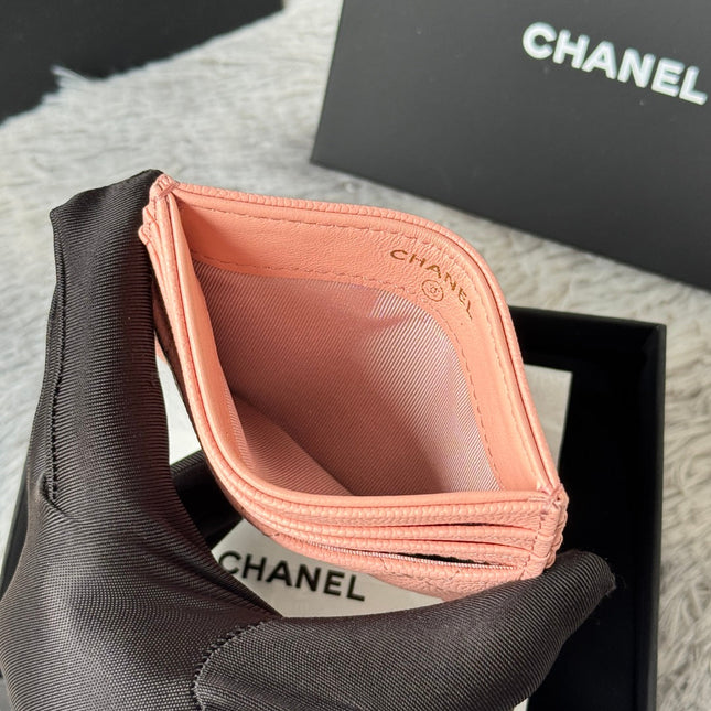 CHANEL 25S CARD HOLDER 11 IN PEACH PINK CAVIAR GOLD HARDWARE