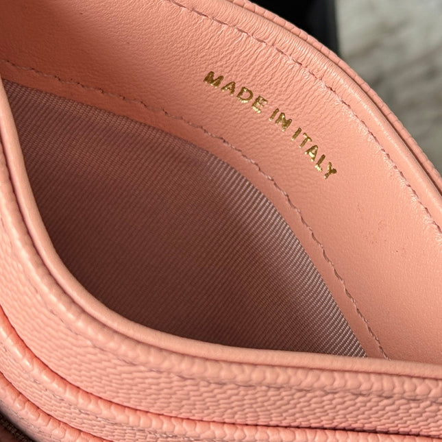 CHANEL 25S CARD HOLDER 11 IN PEACH PINK CAVIAR GOLD HARDWARE