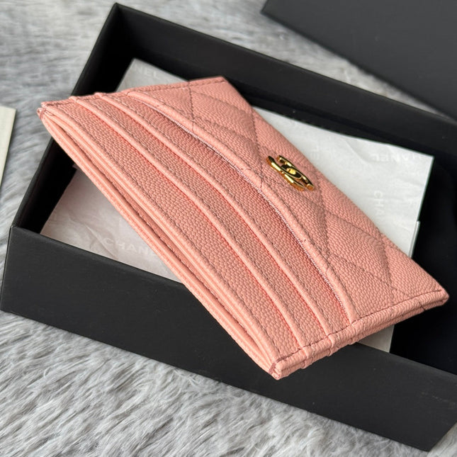 CHANEL 25S CARD HOLDER 11 IN PEACH PINK CAVIAR GOLD HARDWARE