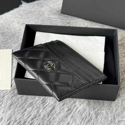 CHANEL 25S CARD HOLDER 11 IN BLACK LAMBSKIN SILVER HARDWARE