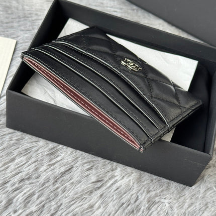 CHANEL 25S CARD HOLDER 11 IN BLACK LAMBSKIN SILVER HARDWARE