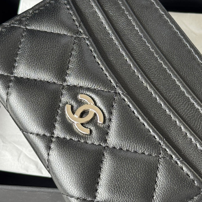 CHANEL 25S CARD HOLDER 11 IN BLACK LAMBSKIN SILVER HARDWARE